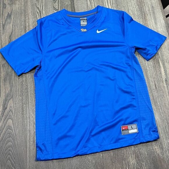 NWOT Nike Team Jersey Pittsburgh Pitt Panthers Short Sleeve V-Neck Blue Large - Picture 1 of 6